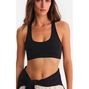 Mate the Label Organic Stretch Sports Bra Black Medium NWT